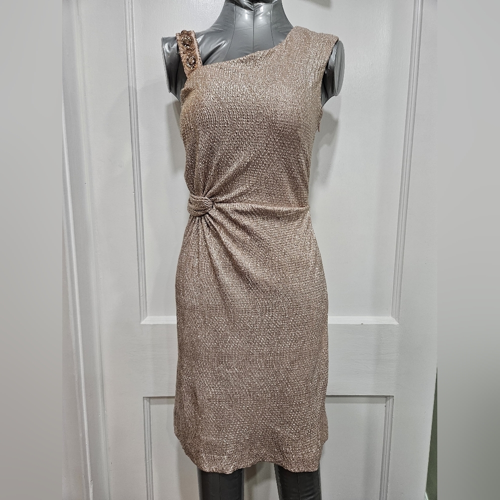Elegant Beige Sleeveless Dress